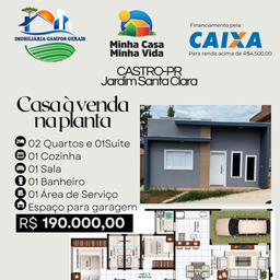 Casa de 2 quartos, 50m² no bairro Jardim Santa Clara, em Castro | Eu Corretor