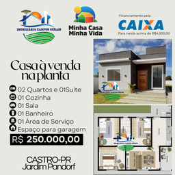 Casa de 2 quartos, 55m² no bairro Jardim Pandorf, em Castro | Eu Corretor
